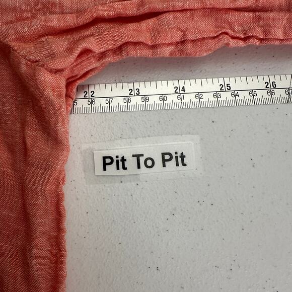 Chicos Womens Button Up Linen Top Size 2 US L‎ Coral 3/4 Sleeves Capsule Casual - Picture 6 of 8